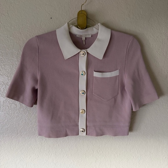 Maje Myshirt Cropped Short Sleeve Cardigan size S - Picture 5 of 13